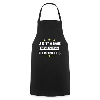 Couple Saint Valentin Je T'aime Quand Tu Ronfles - Tablier de cuisine - noir - Devant - AI Model Male 185 dark (185cm)