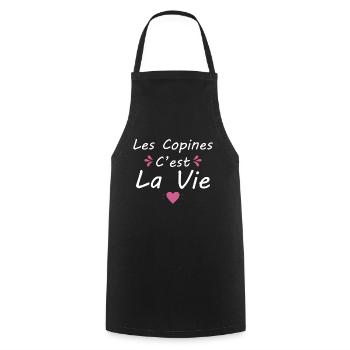 Les Copines C est La Vie La Meilleure Amie Femme - Tablier de cuisine - noir - Devant - AI Model Male 185 dark (185cm)