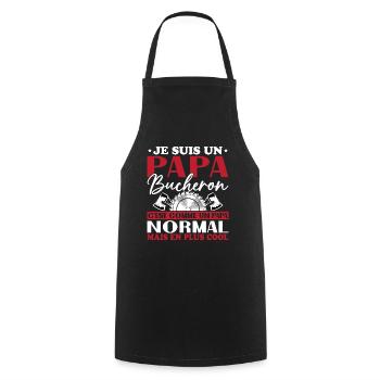 Papa Bûcheron C'est Comme Un Papa Normal - Tablier de cuisine - noir - Devant - AI Model Male 185 dark (185cm)