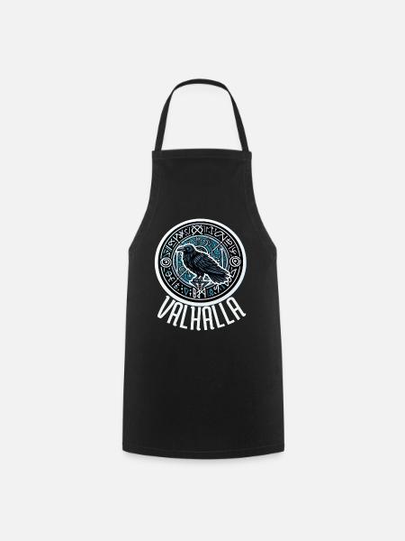 Viking Norse Rune Raven Odin's Valhalla - Cooking Apron - black