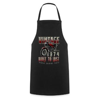 Vintage Motorcycle Bikers Motorbike Birthday 1974 - Cooking Apron - black - Front - AI Model Male 185 dark (185cm)