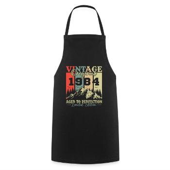 Vinatge 1984 Geburtstagsgeschenk - Kochschürze - Schwarz - Vorne - AI Model Male 185 dark (185cm)