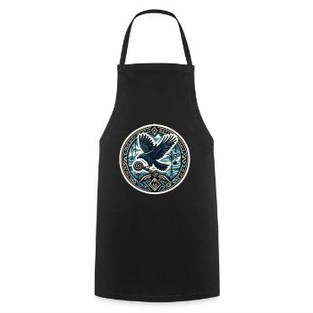 Odin Raven Rune nordique Munin Hugin Mythologie - Tablier de cuisine - noir - Devant - AI Model Male 185 dark (185cm)