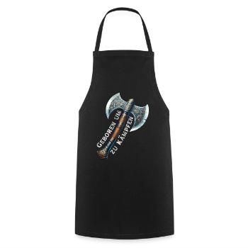 Wikinger Axt Krieger - Geboren um zu Kämpfen - Kochschürze - Schwarz - Vorne - AI Model Male 185 dark (185cm)
