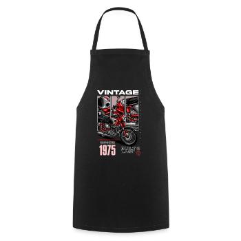 Vintage Motorcycle Bikers Motorbike Birthday 1975 - Cooking Apron - black - Front - AI Model Male 185 dark (185cm)