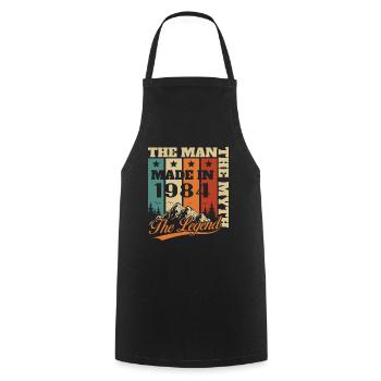 Vinatge 1984 Cadeau d’anniversaire - Tablier de cuisine - noir - Devant - AI Model Male 185 dark (185cm)