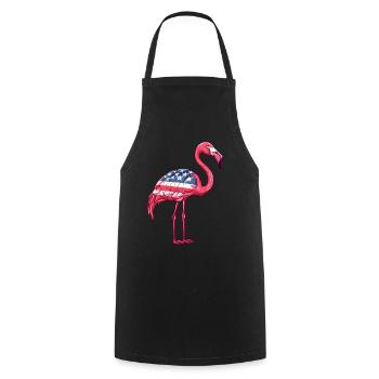 Flamants roses drapeau américain 4 juillet flamants roses - Tablier de cuisine - noir - Devant - AI Model Male 185 dark (185cm)