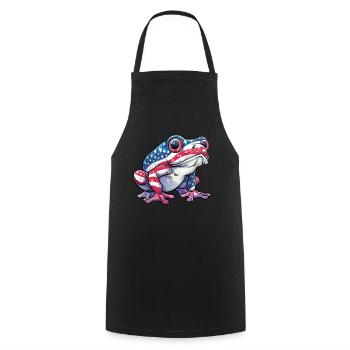 Grenouille drapeau américain 4 de juillet jour grenouille cadeaux - Tablier de cuisine - noir - Devant - AI Model Male 185 dark (185cm)