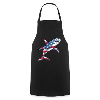 Requin-marteau drapeau américain 4 juillet - Tablier de cuisine - noir - Devant - AI Model Male 185 dark (185cm)