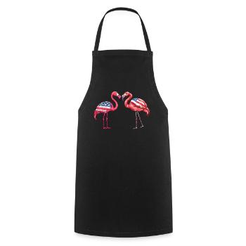 Flamants roses drapeau américain 4 de juillet flamants roses cadeau - Tablier de cuisine - noir - Devant - AI Model Male 185 dark (185cm)