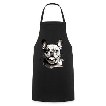 CUTE FRENCH BULLDOG - Cooking Apron - black - Front - AI Model Male 185 dark (185cm)