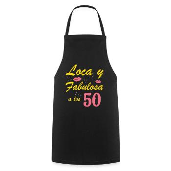 Crazy and Fabulous at 50 Years Old - Cooking Apron - black - Front - AI Model Male 185 dark (185cm)