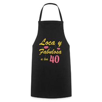 Crazy and Fabulous at 40 Years Old - Cooking Apron - black - Front - AI Model Male 185 dark (185cm)