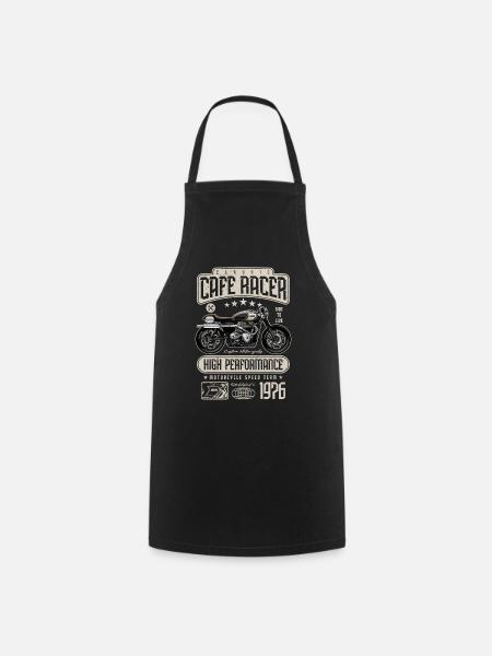 Cafe Racer Motorcycle Birthday Biker Born 1976 - Cooking Apron - black