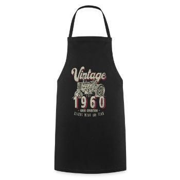Anniversaire Fermier Tracteur Vintage Né En 1960 - Tablier de cuisine - noir - Devant - AI Model Male 185 dark (185cm)