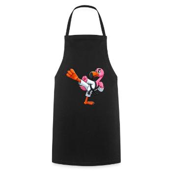 Flamingo Karate Black Belt Martial Arts - Cooking Apron - black - Front - AI Model Male 185 dark (185cm)