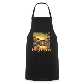 Hoi An Vietnam Old Town Sunset Grunge - Cooking Apron - black - Front - AI Model Male 185 dark (185cm)