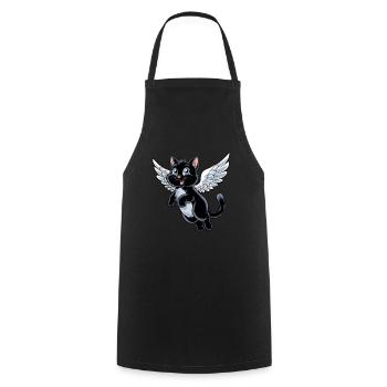 Black cat with angel wings - Cooking Apron - black - Front - AI Model Male 185 dark (185cm)
