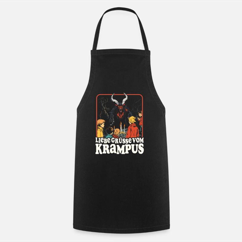 LIEBE GRÜSSE VOM KRAMPUS PERCHTEN RETRO KRAMPERL - Kochschürze - Schwarz