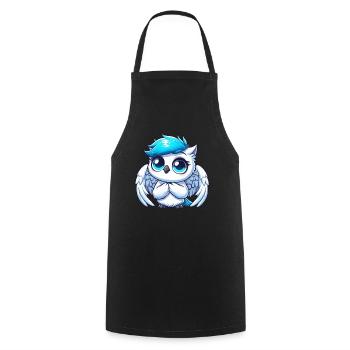 Cute snowy owl with blue eyes and wings - Cooking Apron - black - Front - AI Model Male 185 dark (185cm)