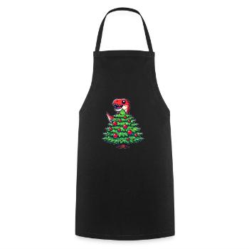 Cute Comic T-Rex Christmas - Cooking Apron - black - Front - AI Model Male 185 dark (185cm)
