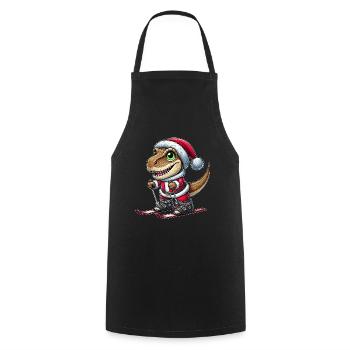 Noël Dino Skier Trex Père Noël - Tablier de cuisine - noir - Devant - AI Model Male 185 dark (185cm)
