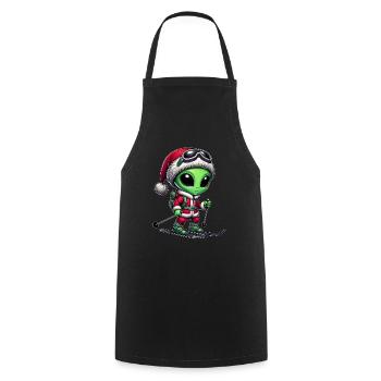 Weihnachten Alien Skifahrer Santa Skisport - Kochschürze - Schwarz - Vorne - AI Model Male 185 dark (185cm)