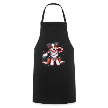 Christmas Dog Australian Shepard String Lights - Cooking Apron - black - Front - AI Model Male 185 dark (185cm)