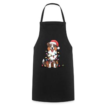 Berger Australien Noël Lumières Noël Chiens - Tablier de cuisine - noir - Devant - AI Model Male 185 dark (185cm)