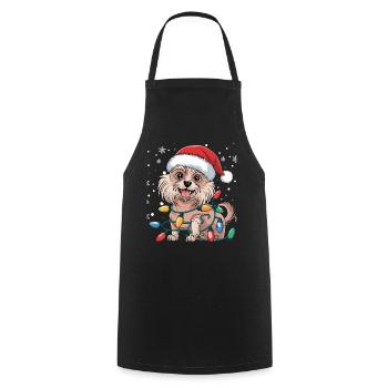 Lumières de Noël chinoises à crête Noël Chiens Cadeaux - Tablier de cuisine - noir - Devant - AI Model Male 185 dark (185cm)