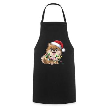 Pomeranian Christmas Lights Xmas Dogs Gifts - Kochschürze - Schwarz - Vorne - AI Model Male 185 dark (185cm)
