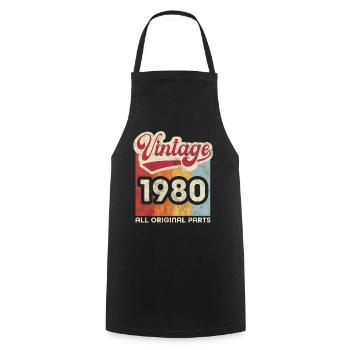 Jahrgang 1980 - Kochschürze - Schwarz - Vorne - AI Model Male 185 dark (185cm)