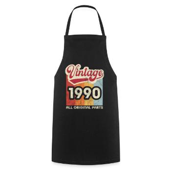 Vintage 1990 - Cooking Apron - black - Front - AI Model Male 185 dark (185cm)