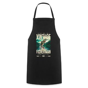 Vintage Trout Fisherman Fishing Birthday 1988 - Cooking Apron - black - Front - AI Model Male 185 dark (185cm)