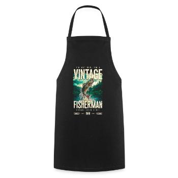 Vintage Trout Fisherman Fishing Birthday 1999 - Cooking Apron - black - Front - AI Model Male 185 dark (185cm)