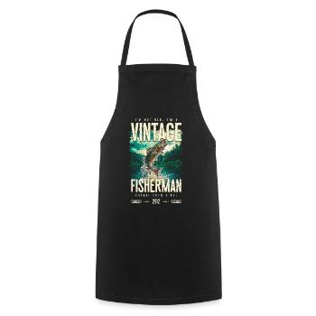 Vintage Trout Fisherman Fishing Birthday 2012 - Cooking Apron - black - Front - AI Model Male 185 dark (185cm)