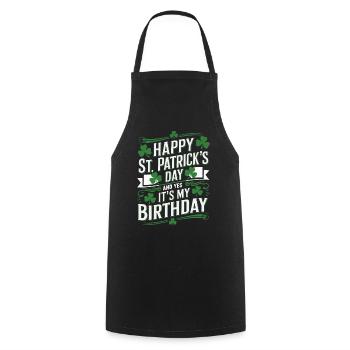 St. Patrick’s Day Birthday Cake Shamrock Men Women - Kochschürze - Schwarz - Vorne - AI Model Male 185 dark (185cm)