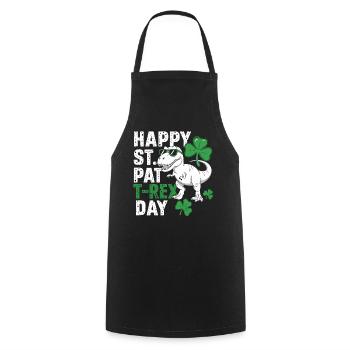 Happy St. Pat T-Rex Day Dinosaur T-Rex Shamrocks - Cooking Apron - black - Front - AI Model Male 185 dark (185cm)