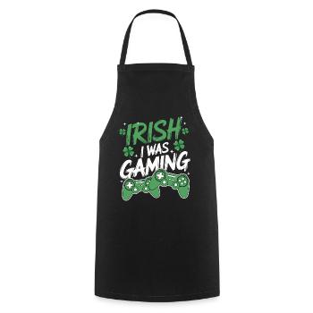 Irish I Was Gaming St Patrick's Day Gamer Men kids - Cooking Apron - black - Front - AI Model Male 185 dark (185cm)