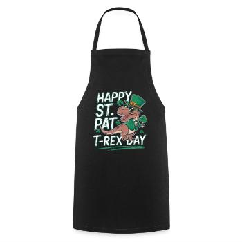 Happy St. Pat T-Rex Day Dinosaur T-Rex Shamrocks - Cooking Apron - black - Front - AI Model Male 185 dark (185cm)