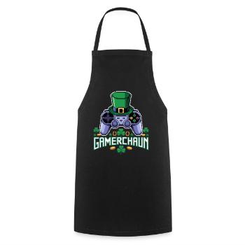 Gamerchaun Shamrock St Patrick's Day Leprechaun - Cooking Apron - black - Front - AI Model Male 185 dark (185cm)