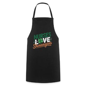 Nurses Heartbeat Love Shenanigans St. Patrick's - Kochschürze - Schwarz - Vorne - AI Model Male 185 dark (185cm)