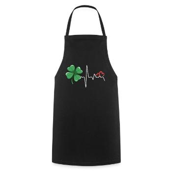 Shamrock Heartbeat Saint-Patrick Amour Femmes - Tablier de cuisine - noir - Devant - AI Model Male 185 dark (185cm)
