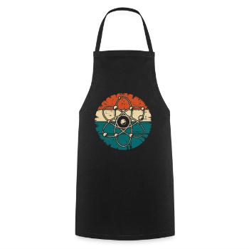 Atome rétro Art Biologie Physique Chimie Science - Tablier de cuisine - noir - Devant - AI Model Male 185 dark (185cm)