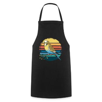 Budgie Parakeet Retro Sunset Vintage Budgerigar - Cooking Apron - black - Front - AI Model Male 185 dark (185cm)