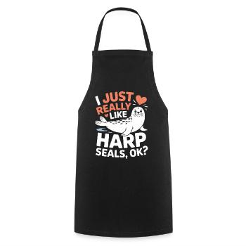 Seal Saying Seal Funny Harp Seal Gift - Cooking Apron - black - Front - AI Model Male 185 dark (185cm)
