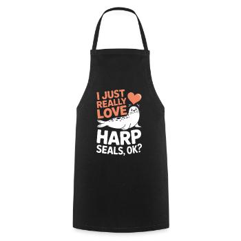 Seal Saying Seal Funny Harp Seal Gift - Cooking Apron - black - Front - AI Model Male 185 dark (185cm)