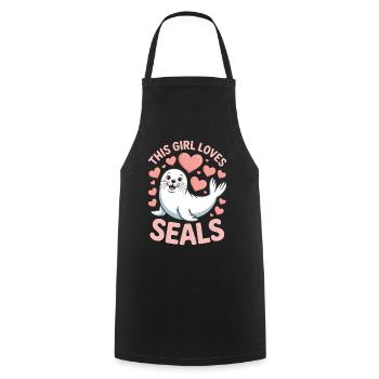 Seal Saying Seal Funny Harp Seal Gift - Cooking Apron - black - Front - AI Model Male 185 dark (185cm)