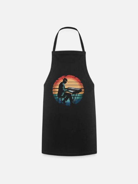 Retro Vintage Keyboard Player Sunset Music Lover - Kochschürze - Schwarz