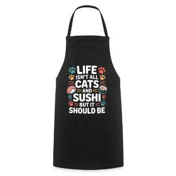 Sushi Cats Japan Funny Kawaii Sushi Gift - Cooking Apron - black - Front - AI Model Male 185 dark (185cm)